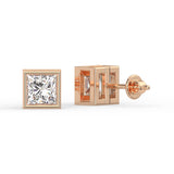 Princess Bezel Stud Earrings