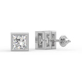 Princess Bezel Stud Earrings