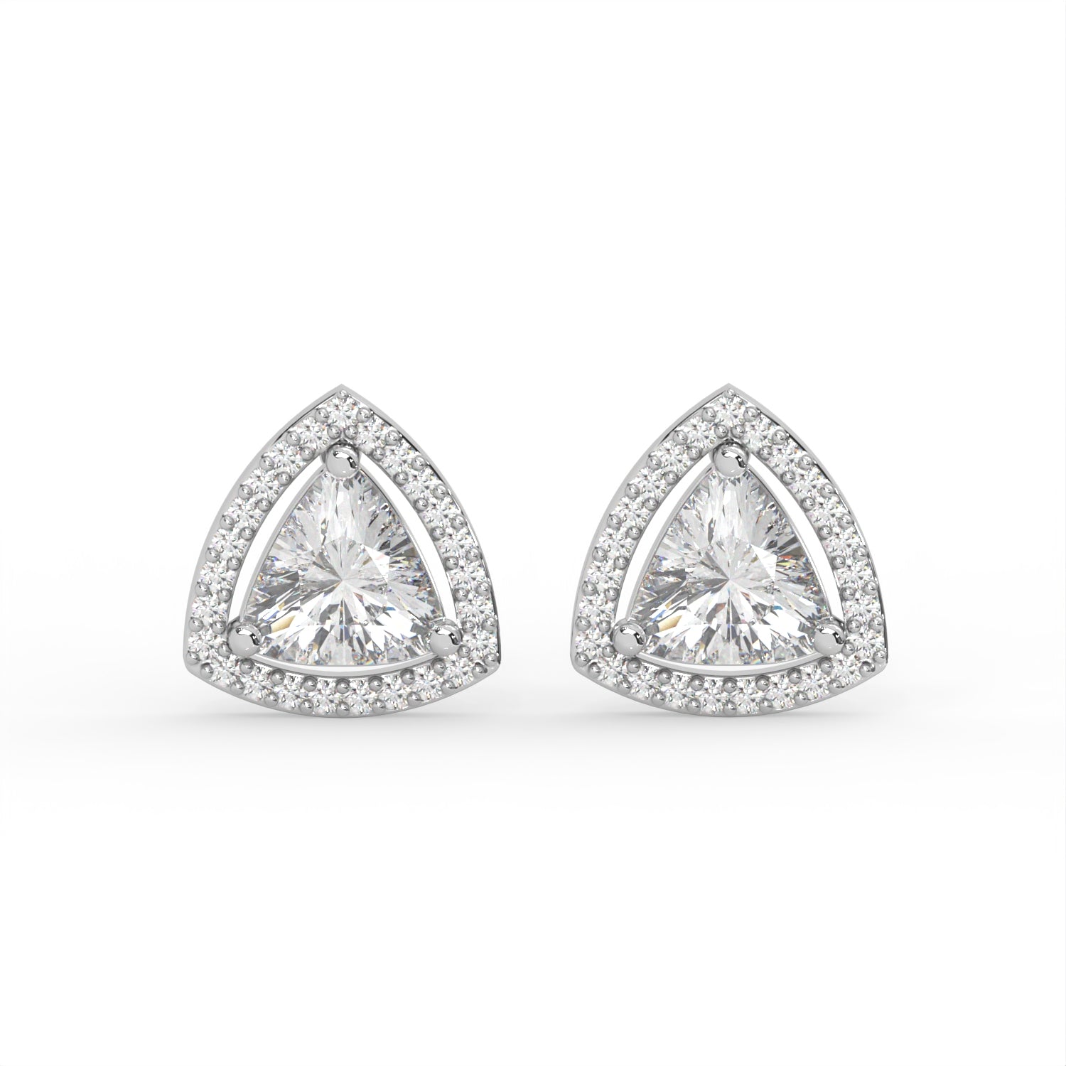 Trillion Halo Stud Earrings