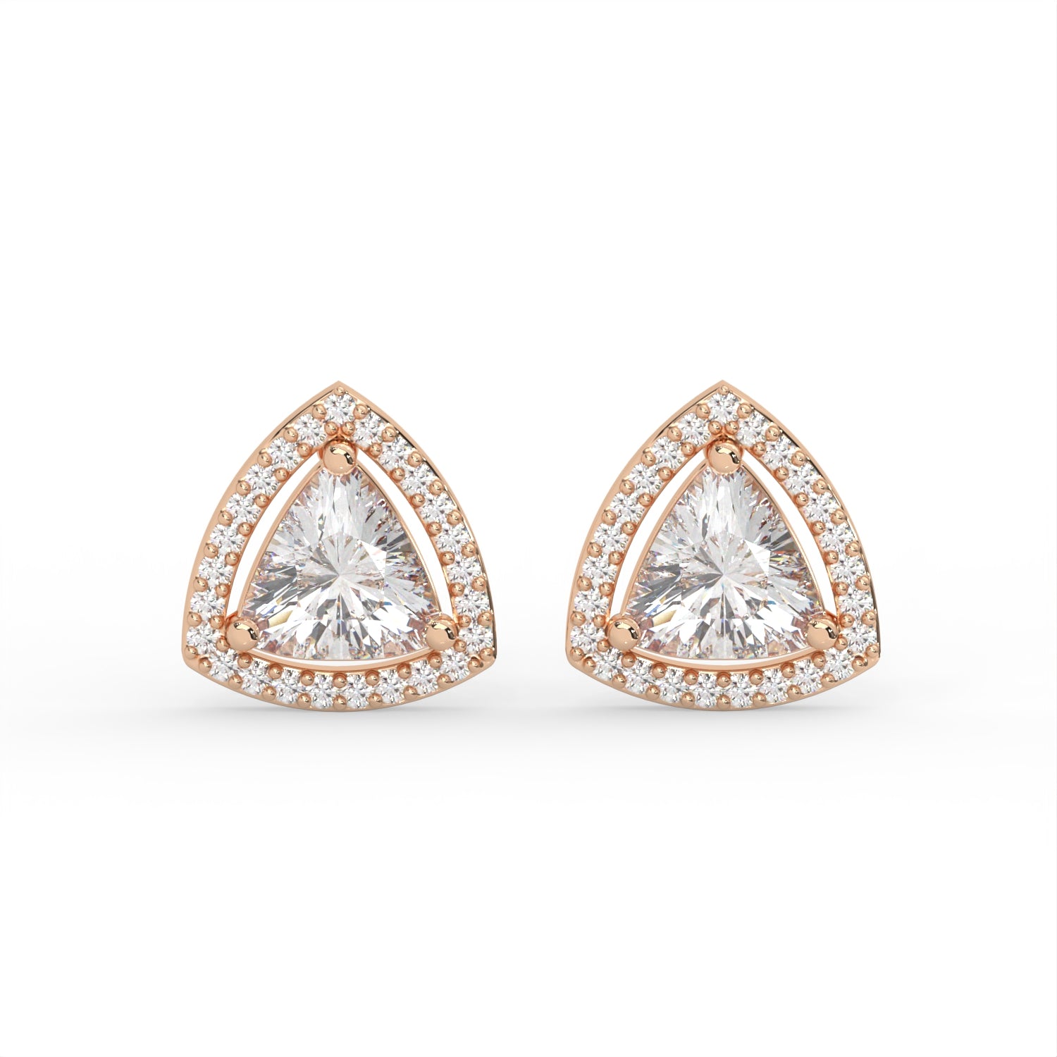 Trillion Halo Stud Earrings