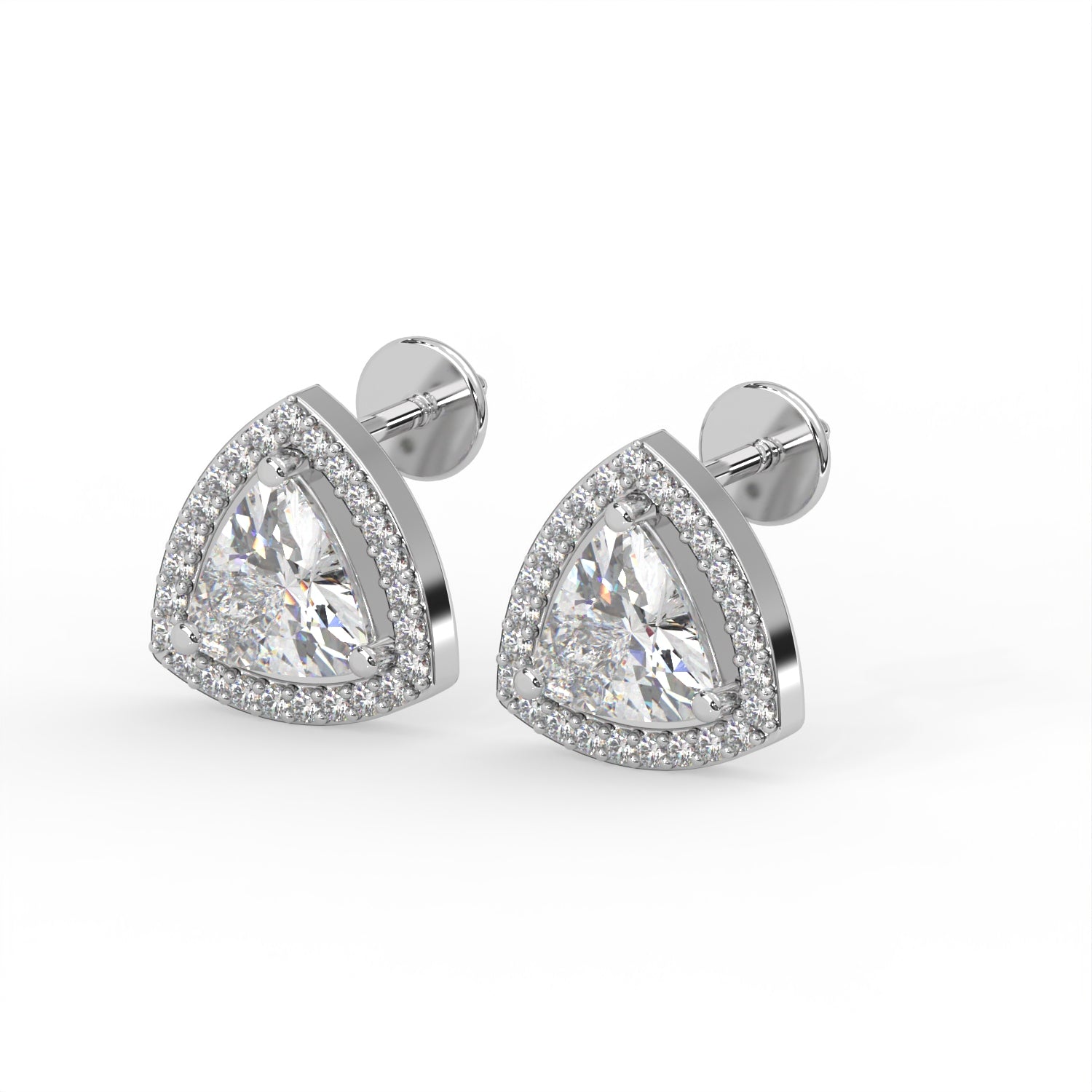 Trillion Halo Stud Earrings