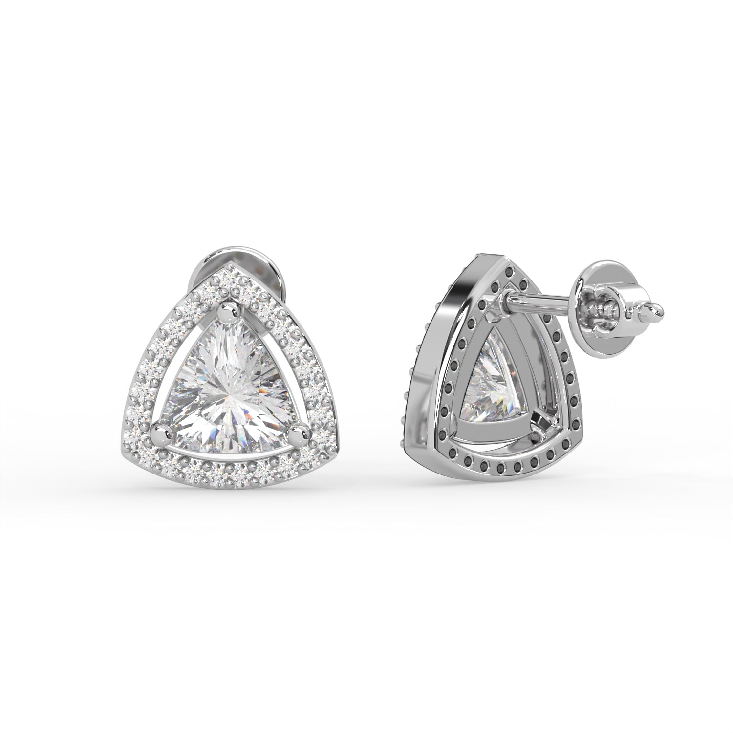 Trillion Halo Stud Earrings