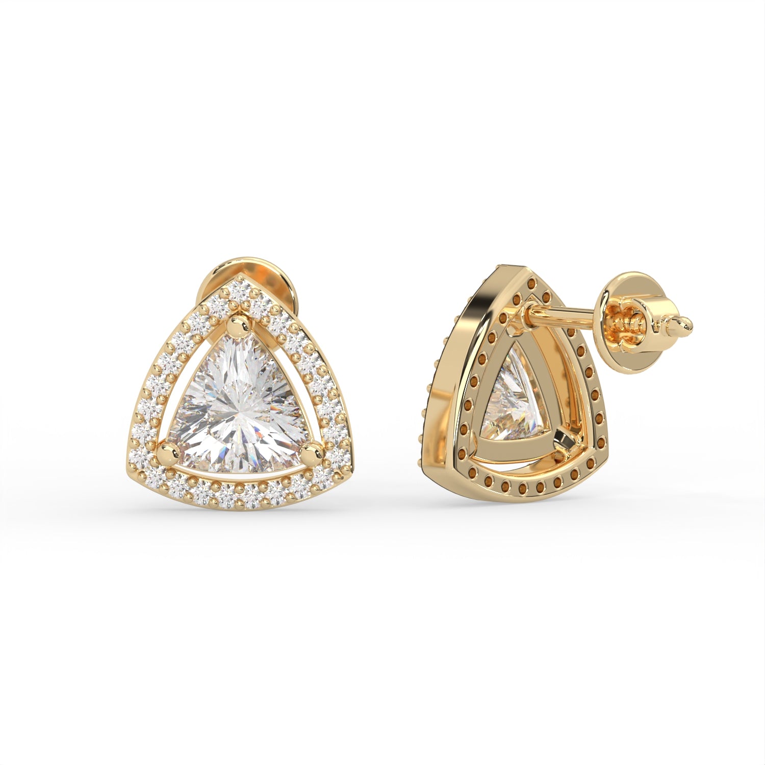 Trillion Halo Stud Earrings