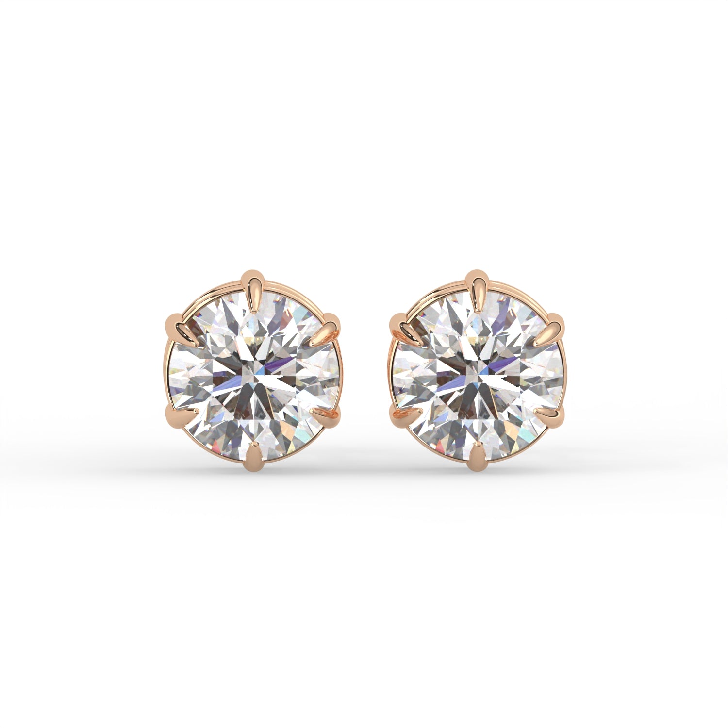 Round Six Prong Stud Earrings