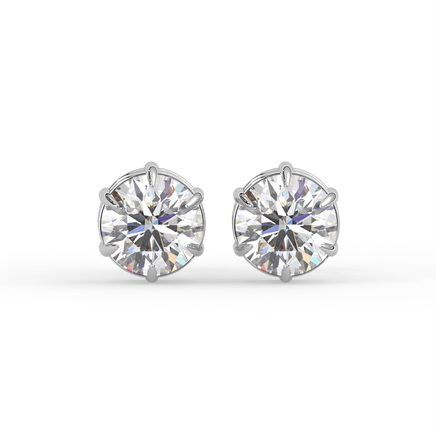 Round Six Prong Stud Earrings