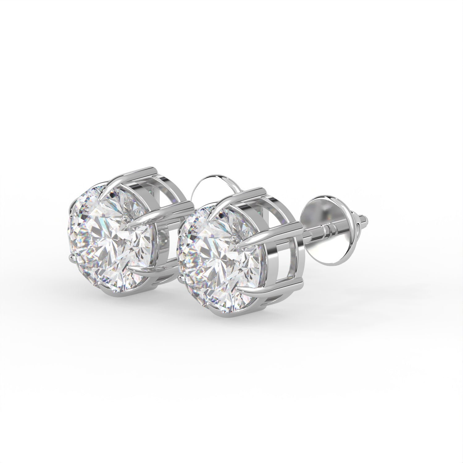 Round Six Prong Stud Earrings