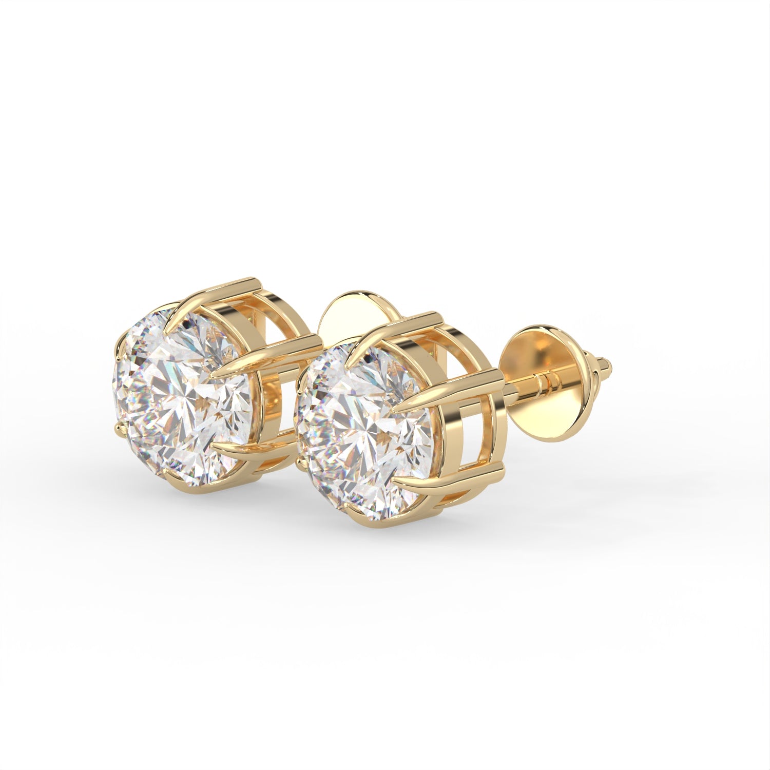Round Six Prong Stud Earrings