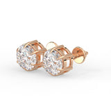 Round Six Prong Stud Earrings