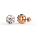 Round Six Prong Stud Earrings