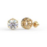 Round Six Prong Stud Earrings