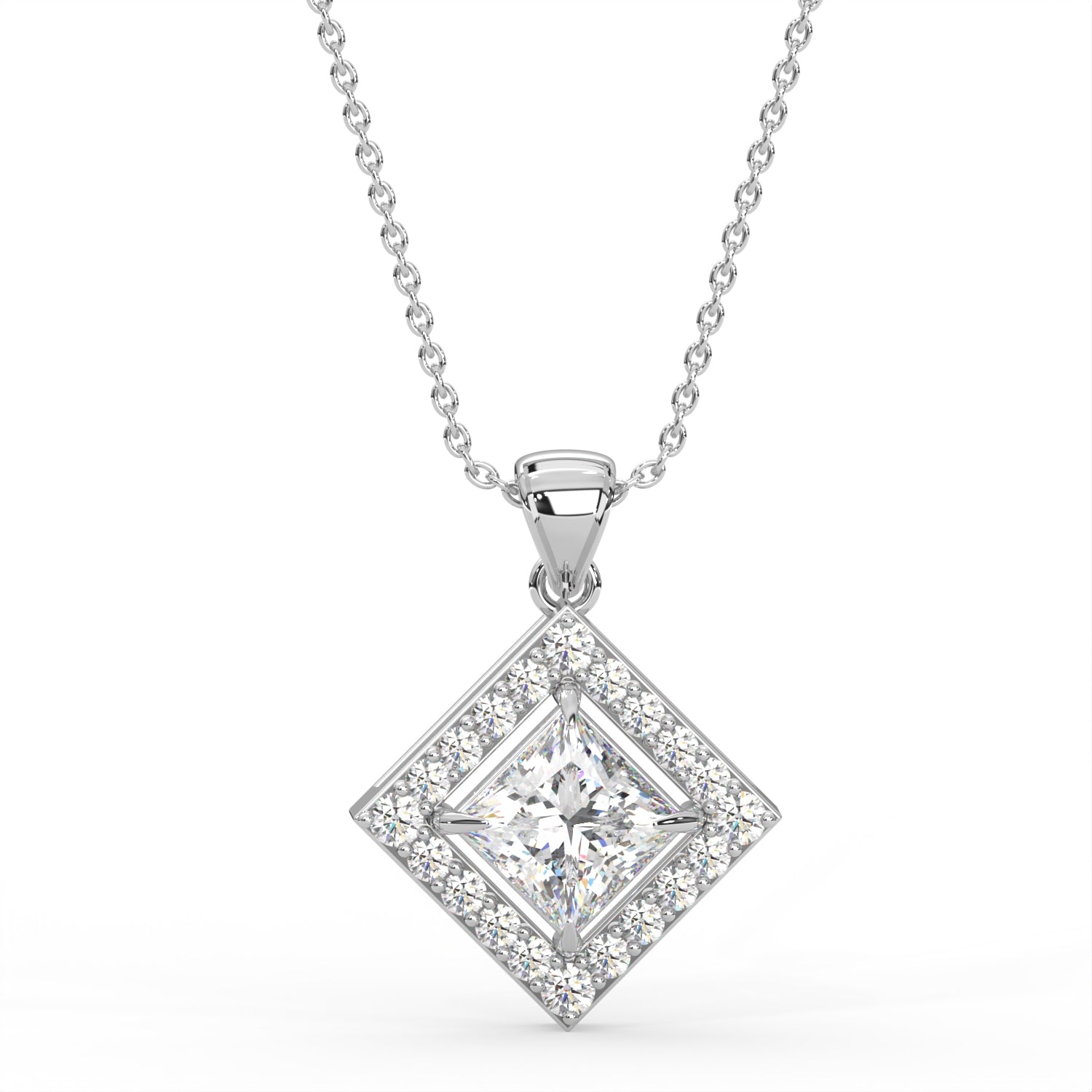 Princess Double Halo Pendant