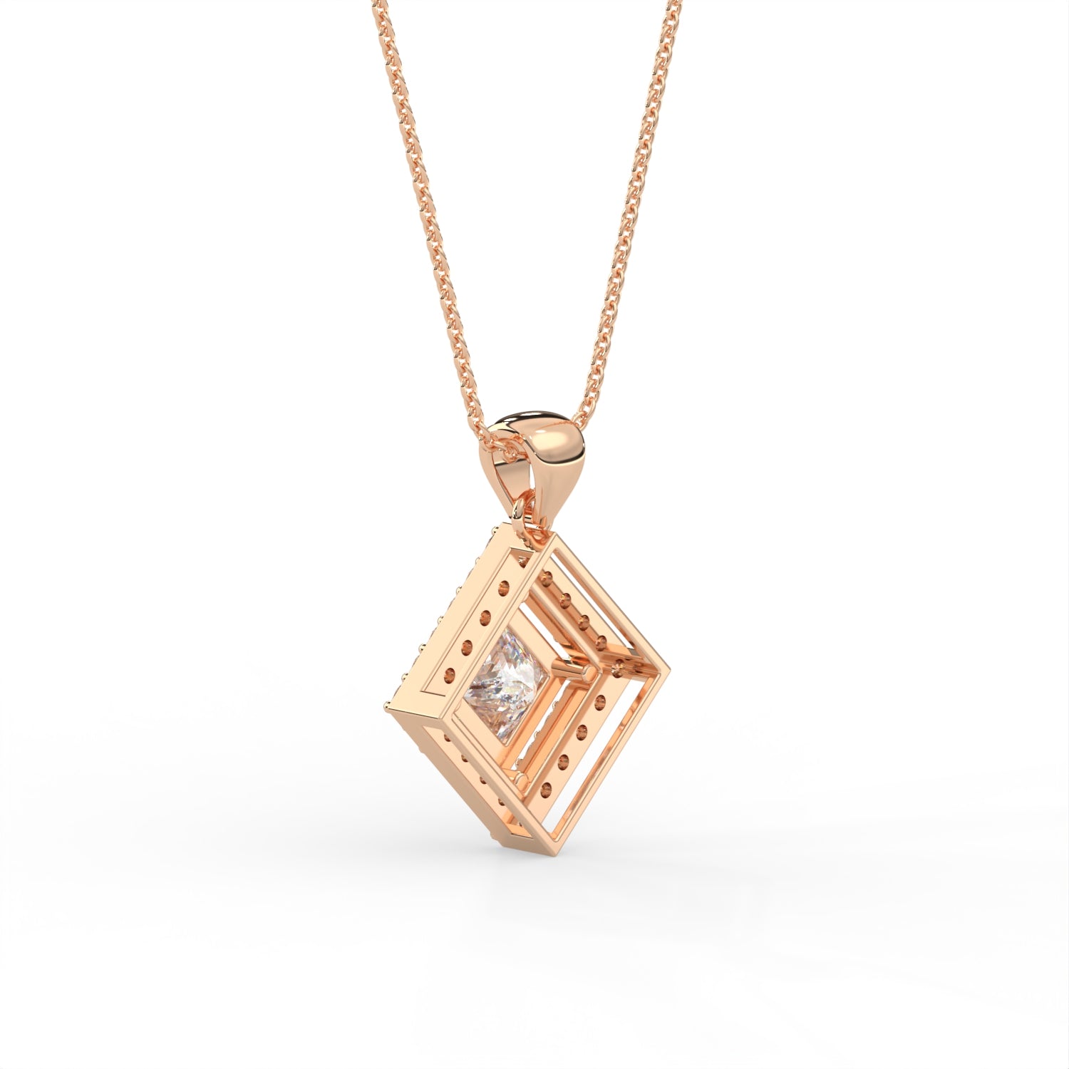 Princess Double Halo Pendant