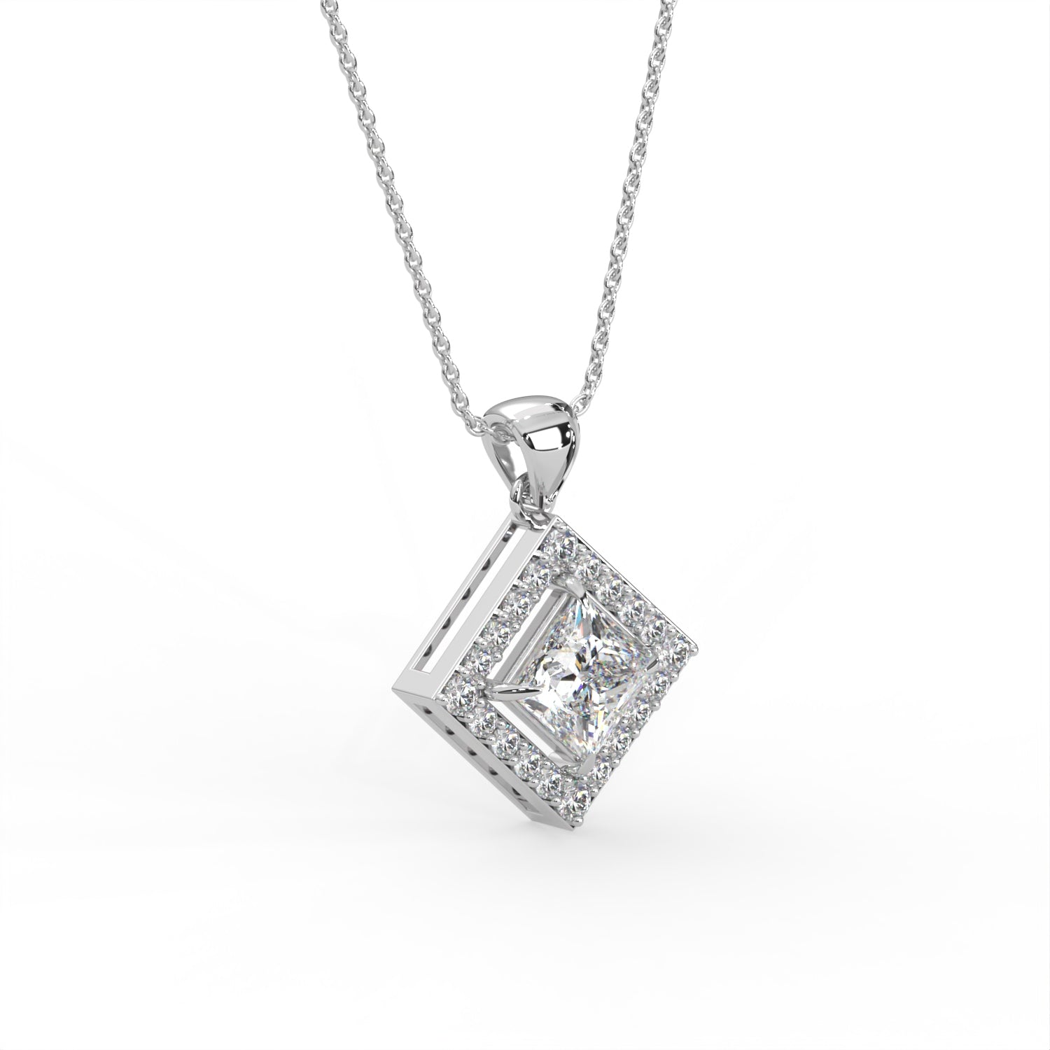 Princess Double Halo Pendant