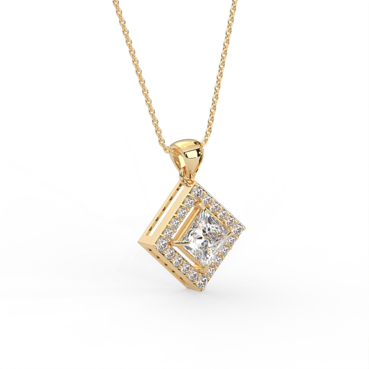 Princess Double Halo Pendant