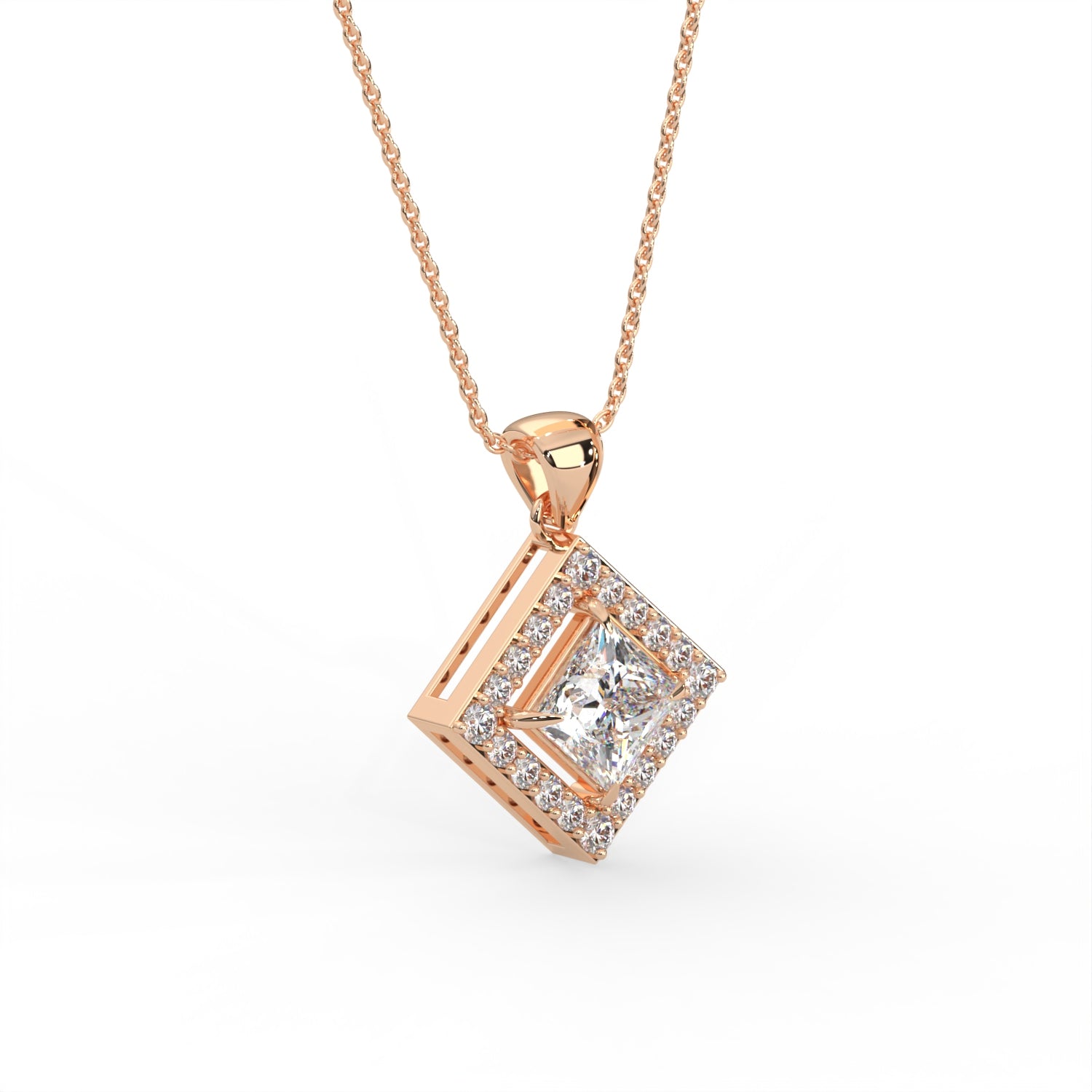 Princess Double Halo Pendant