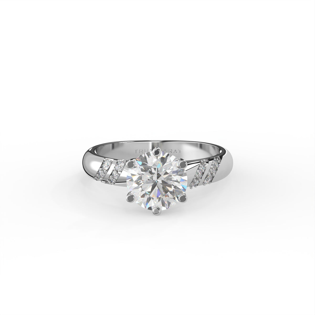 2Ct Round Cut Natural Moissanite Women's Engagement Ring 14K White Gold Plated