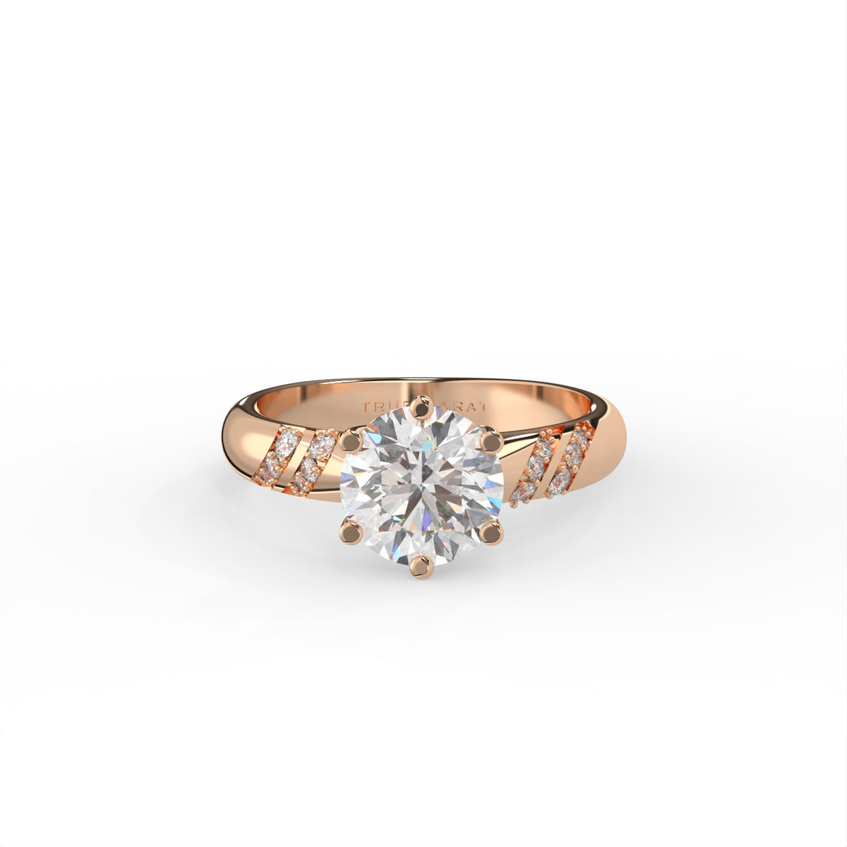2Ct Round Cut Natural Moissanite Women's Engagement Ring 14K White Gold Plated