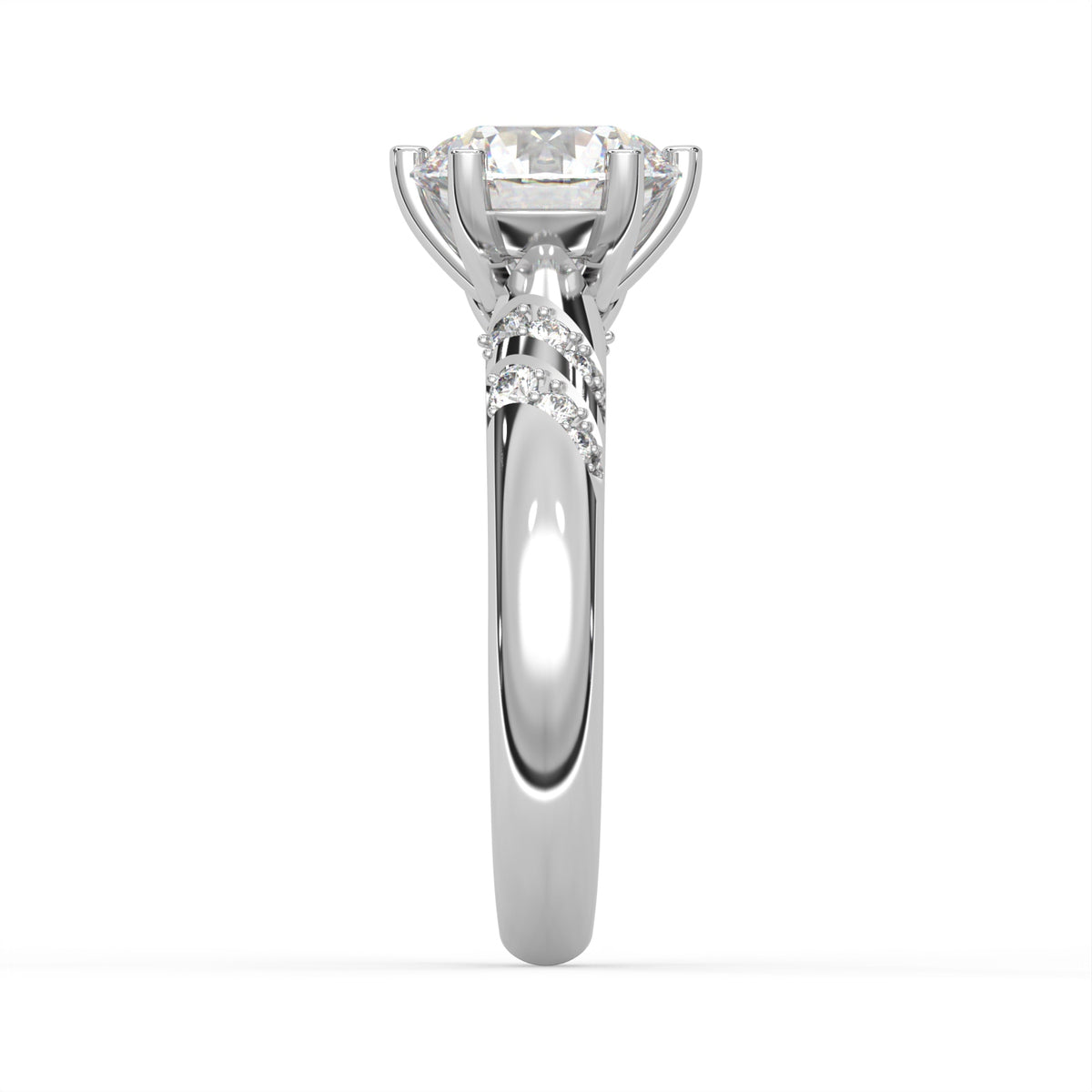 2Ct Round Cut Natural Moissanite Women's Engagement Ring 14K White Gold Plated