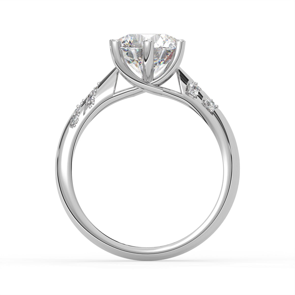 2Ct Round Cut Natural Moissanite Women's Engagement Ring 14K White Gold Plated
