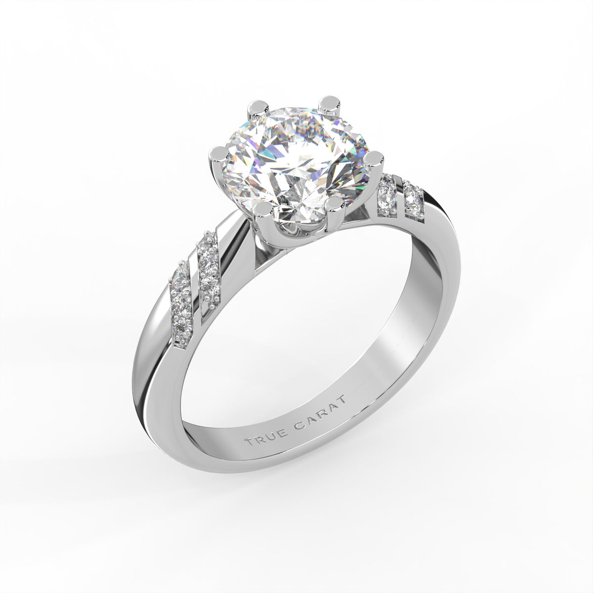 2Ct Round Cut Natural Moissanite Women's Engagement Ring 14K White Gold Plated