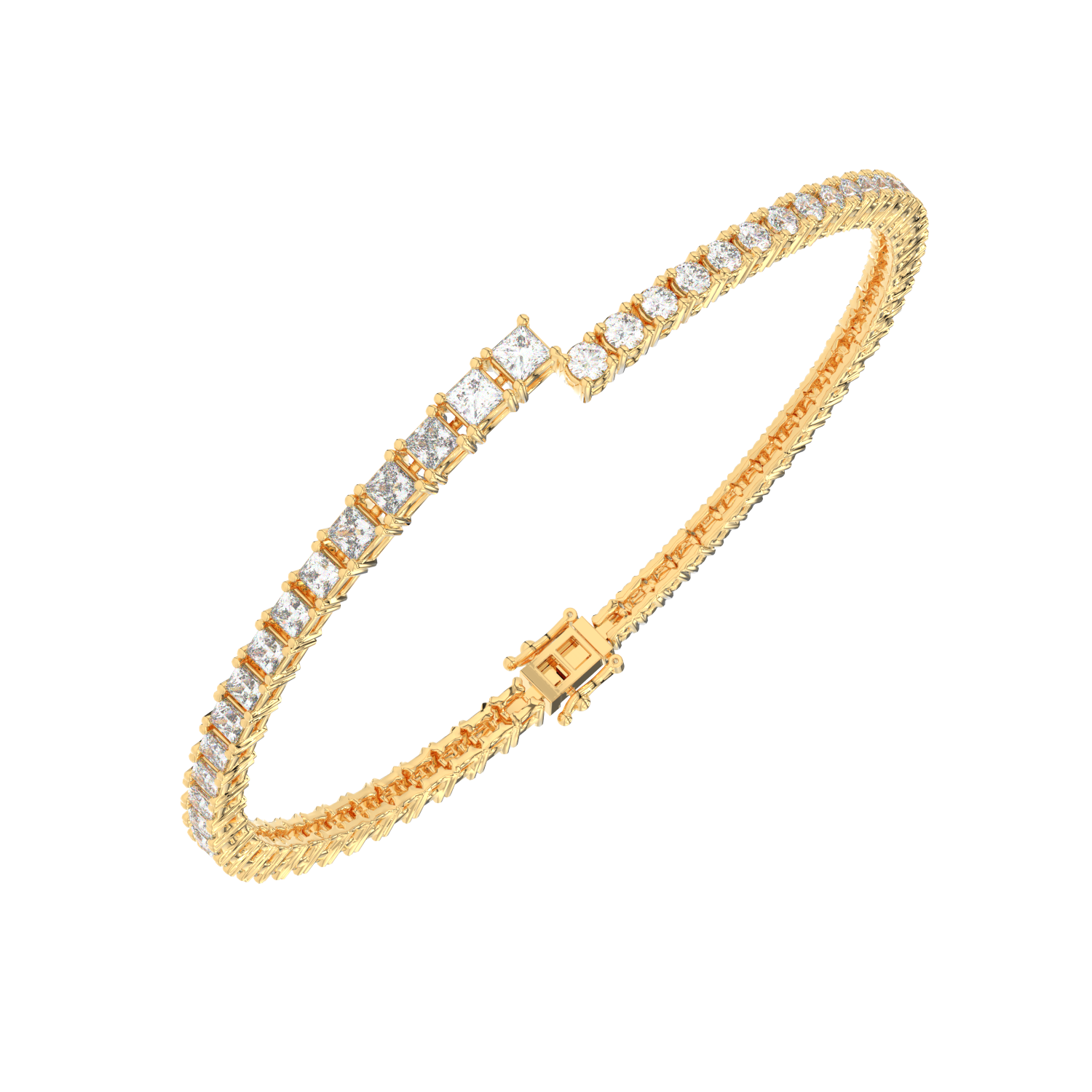 Round Baguette Split Tennis