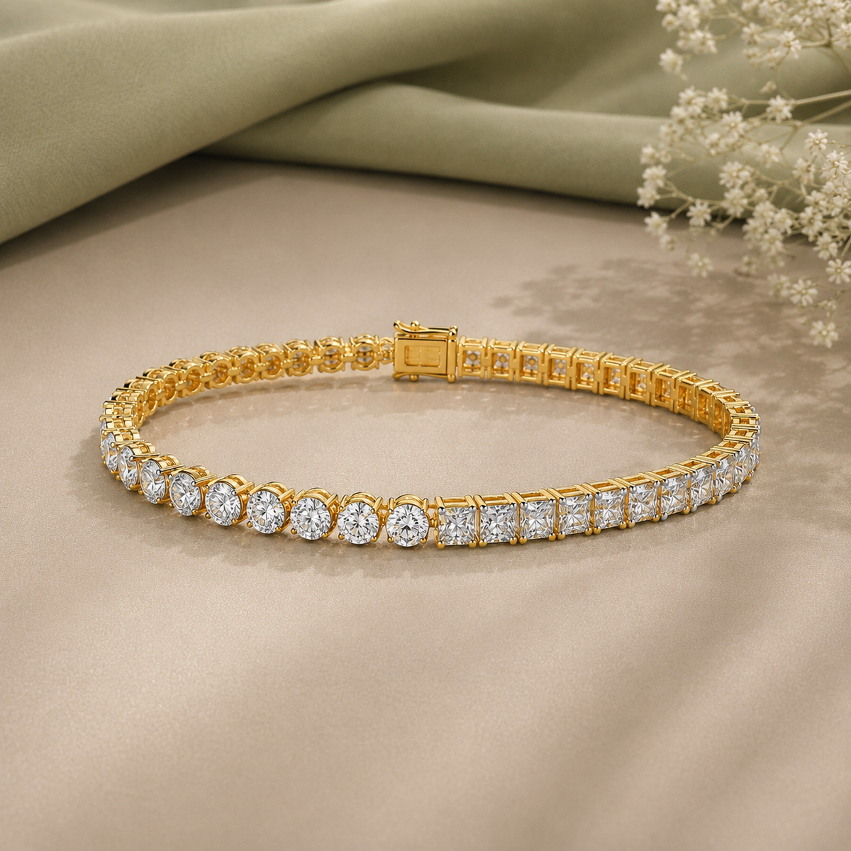 Round Princess Tennis Bracelet