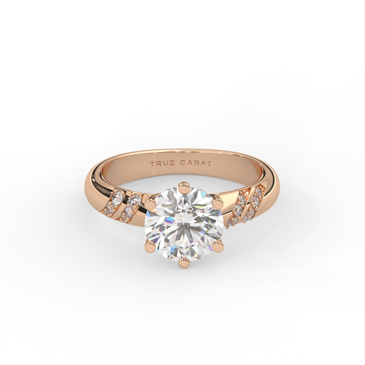 2 CT Round Moissanite with Pavé Accent Stones
