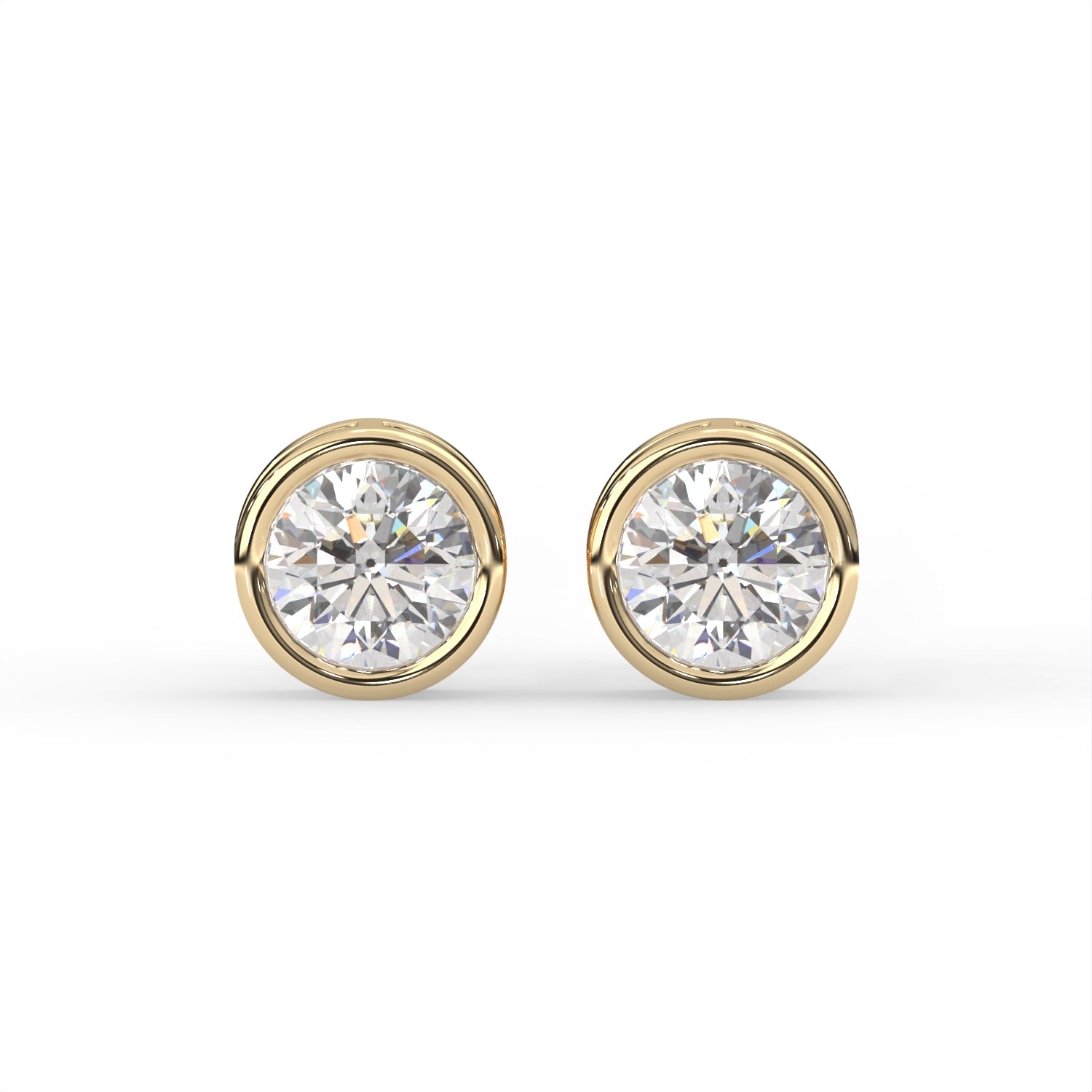 Round Bezel Stud Earrings