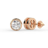 Round Bezel Stud Earrings