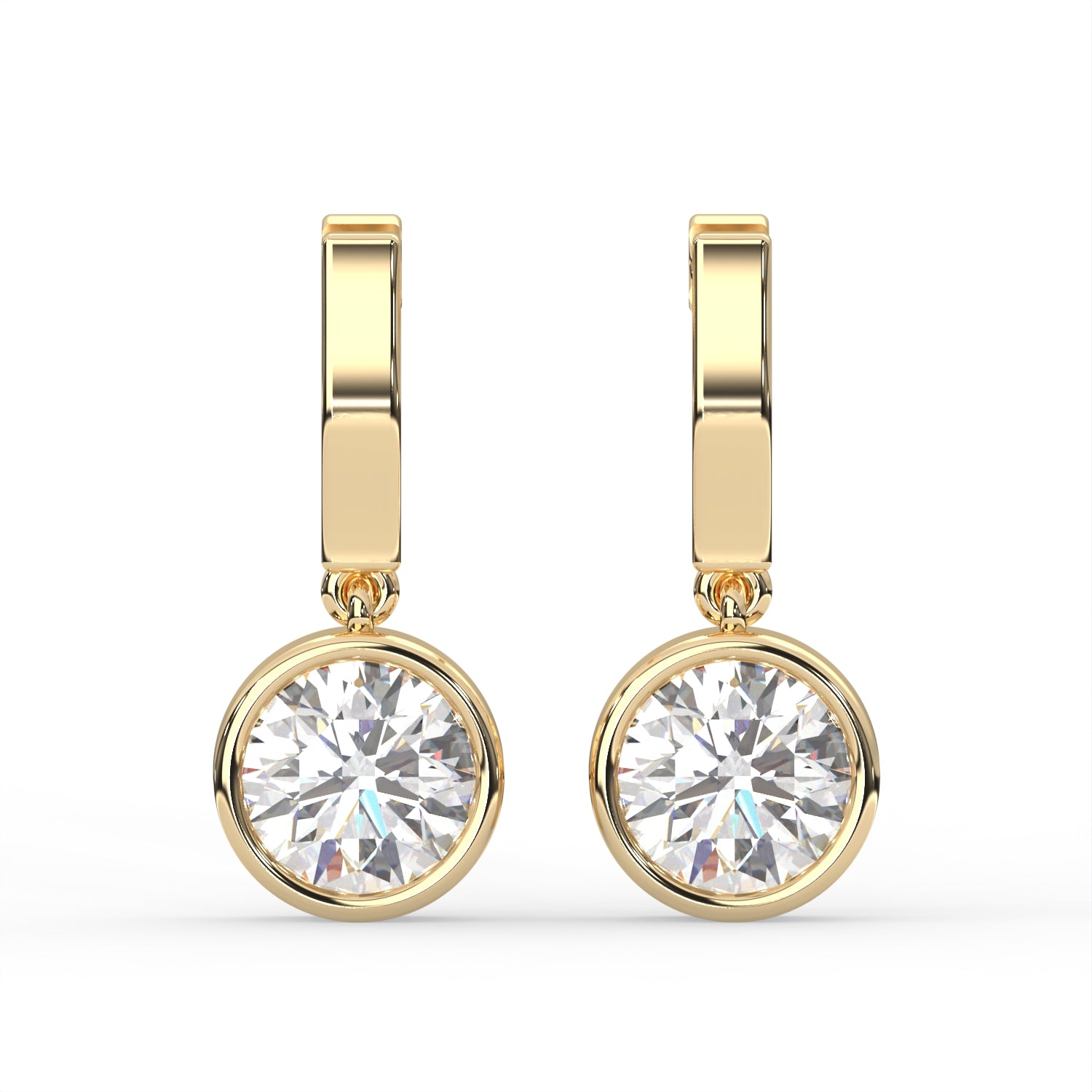Round Bezel Drop Earrings