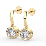 Round Bezel Drop Earrings