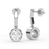 Round Bezel Drop Earrings