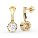 Round Bezel Drop Earrings