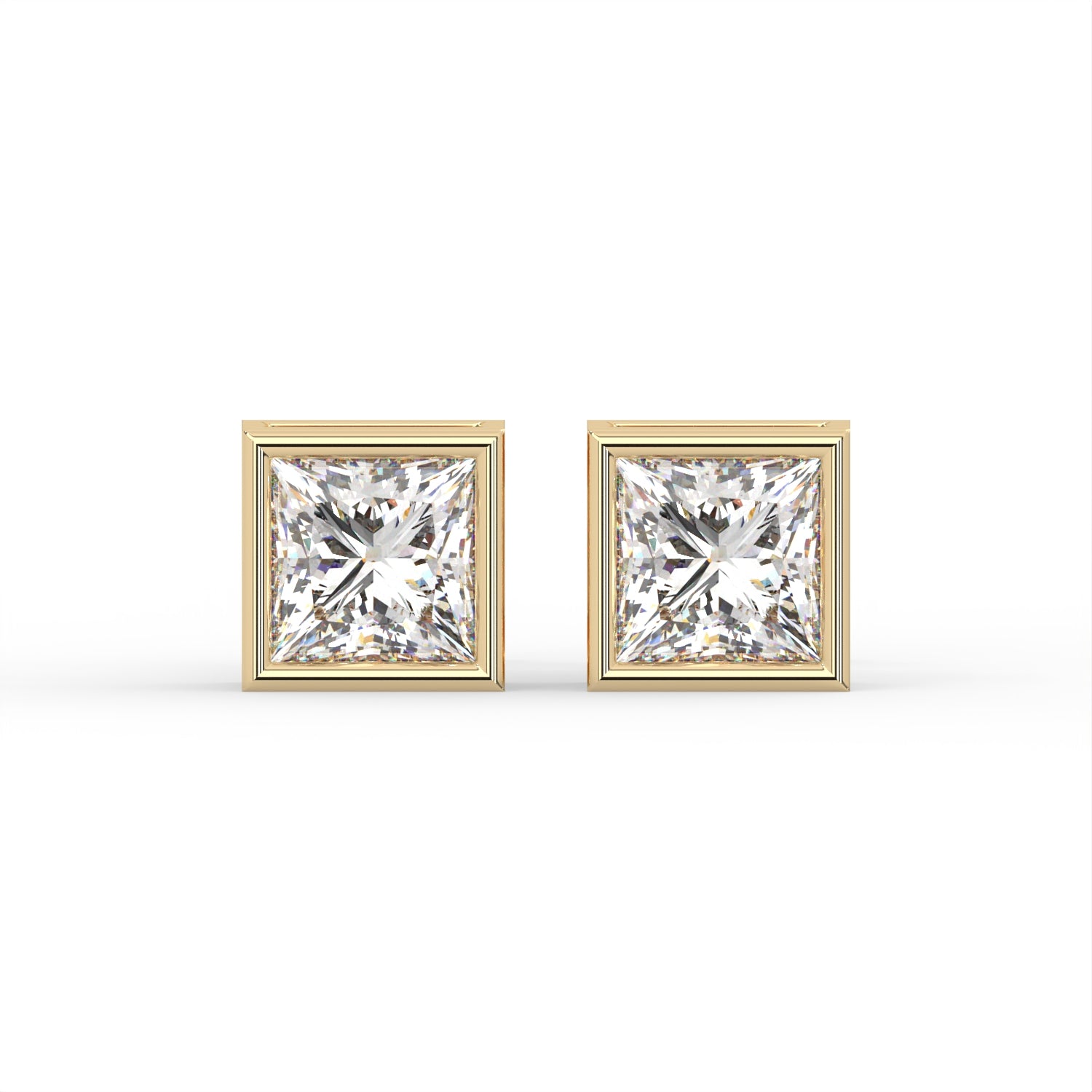 Princess Bezel Stud Earrings