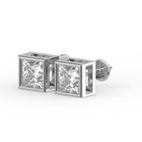 Princess Bezel Stud Earrings