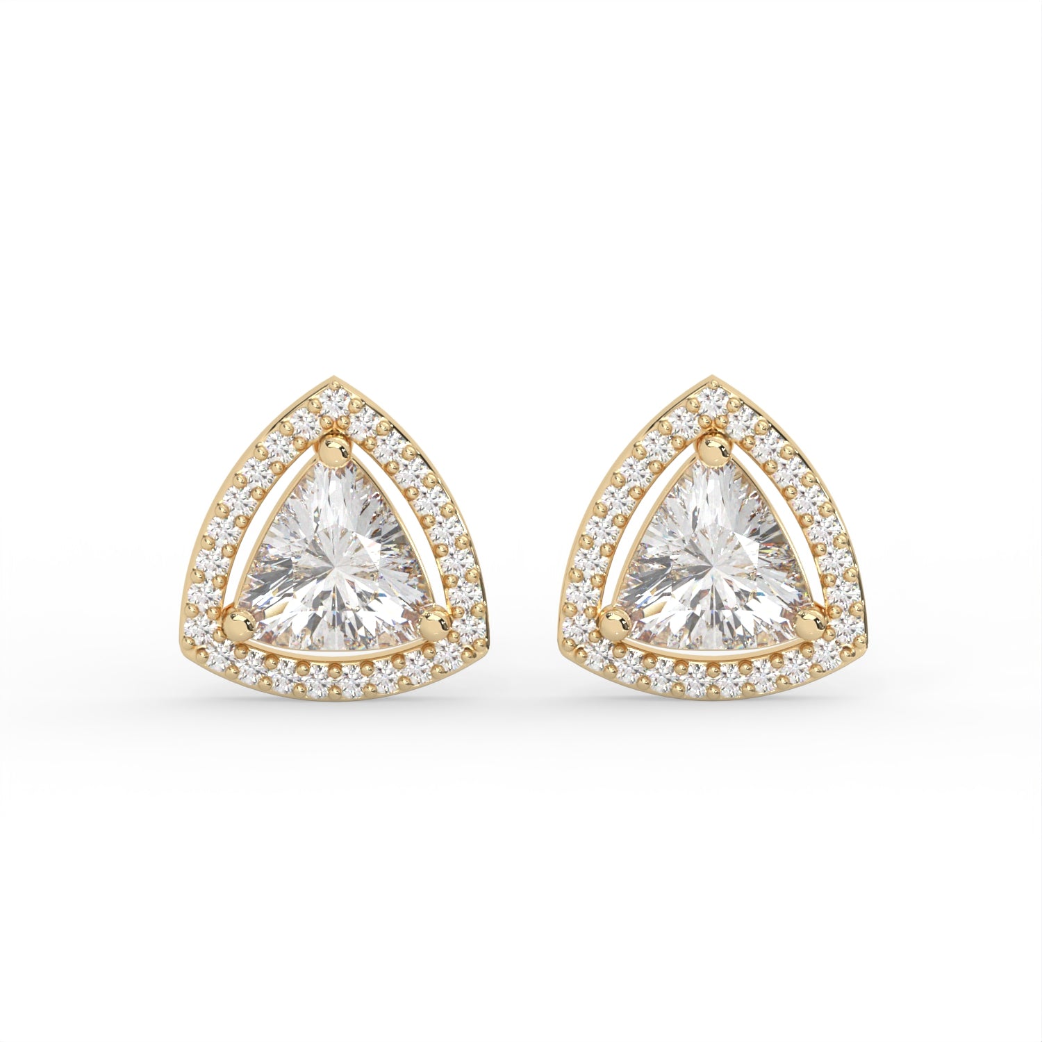 Trillion Halo Stud Earrings