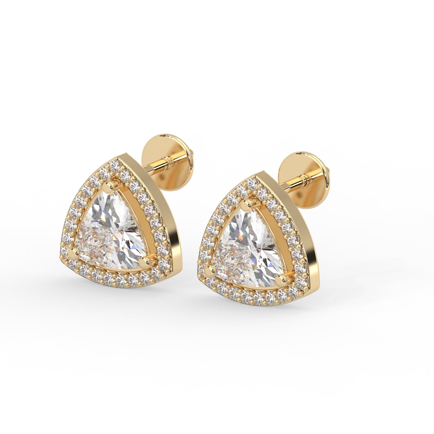 Trillion Halo Stud Earrings