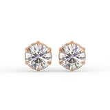 Round Six Prong Stud Earrings