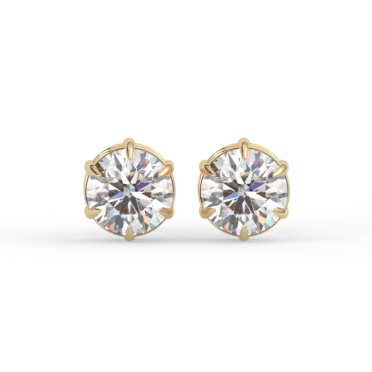 Round Six Prong Stud Earrings