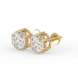 Round Six Prong Stud Earrings