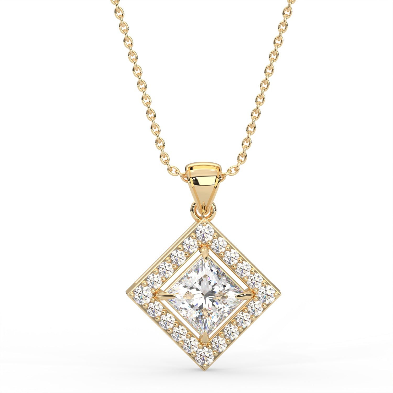 Princess Double Halo Pendant